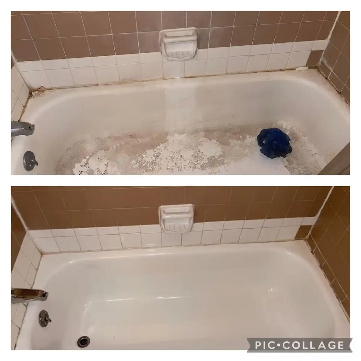 Clean bathtub 2 - before and after