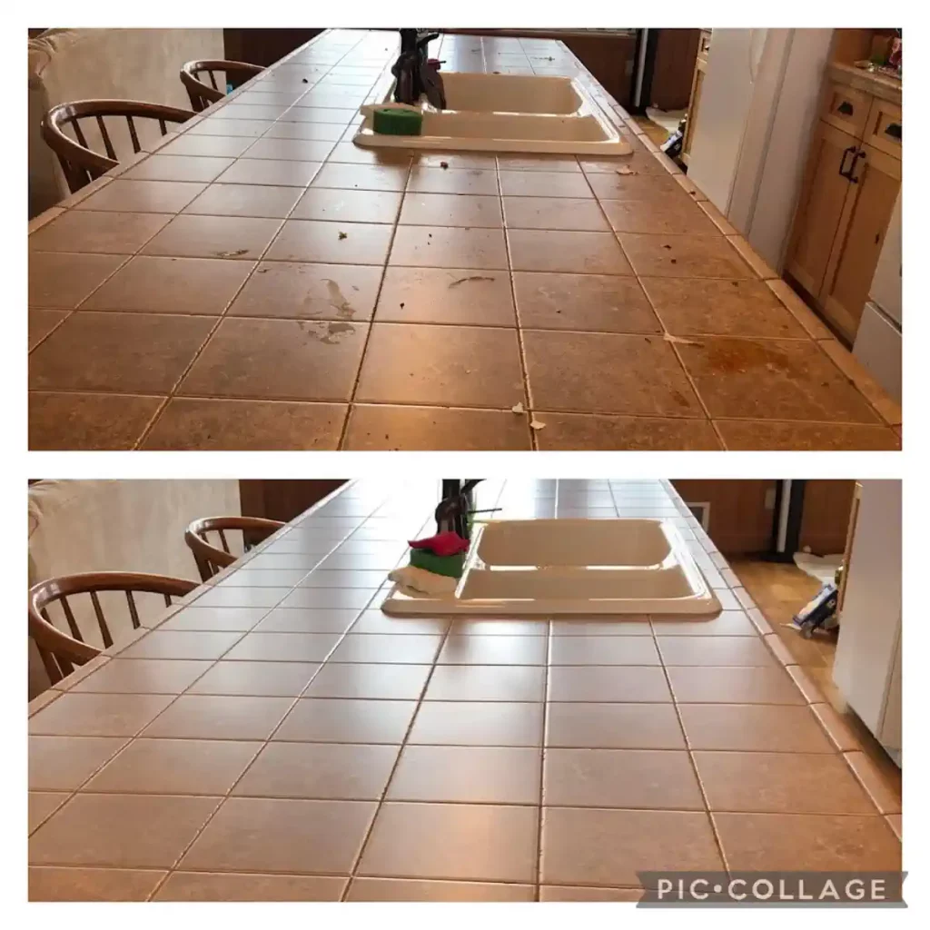 Clean kitchen counter - before and after