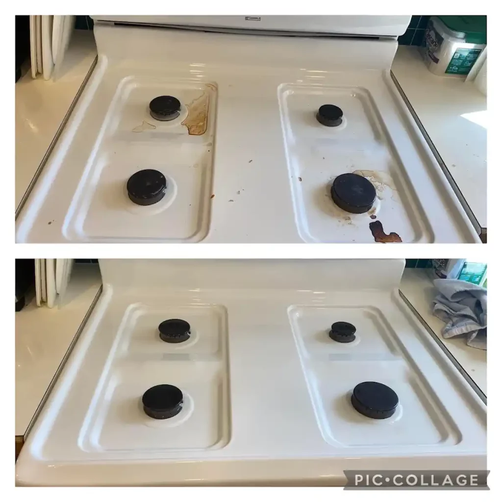 Clean stovetop - before and after
